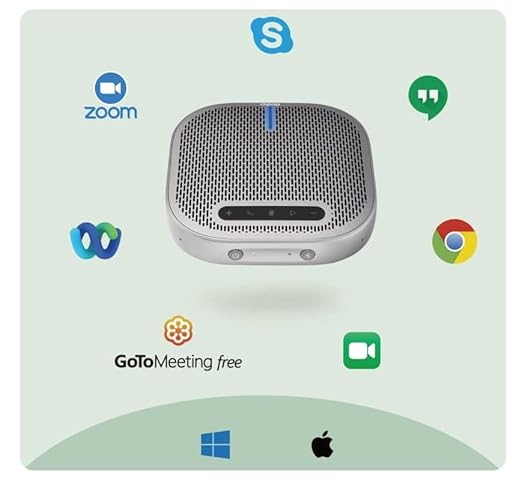 RAPOO CM500 Bluetooth Omnidirectional Speakerphone 360º Voice Pickup 4 Microphone array-24 Hours Call Time| Noise Reduction | Automatic Gain & Echo Cancellation | Hybrid Connection with BT 5.0 & USB