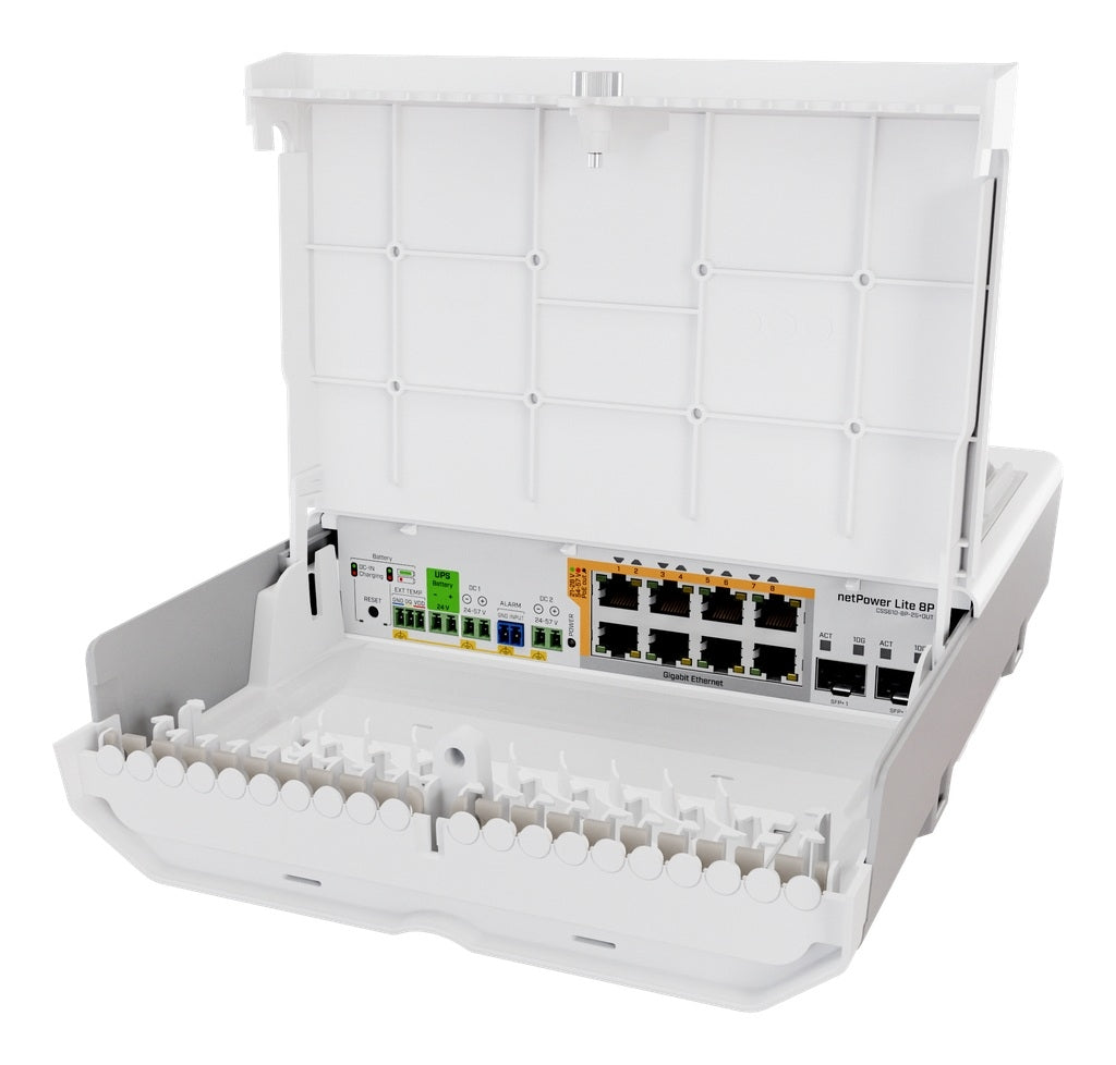 MIKROTIK CSS610-8P-2S+OUT Compact PoE switch with built-in UPS