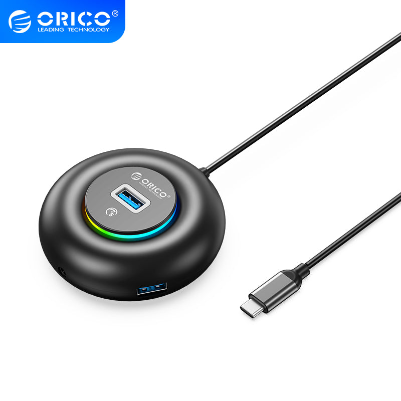 ORICO YXR4-U3-03-BK Desktop Type RGB 4-Port USB Hub with Audio/Mic Port