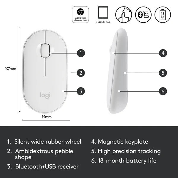 LOGITECH Pebble M350 Wireless Mouse - GRAPHITE