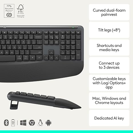 Logitech Signature Comfort Plus MK880 Keyboard and Mouse Combo - Graphite