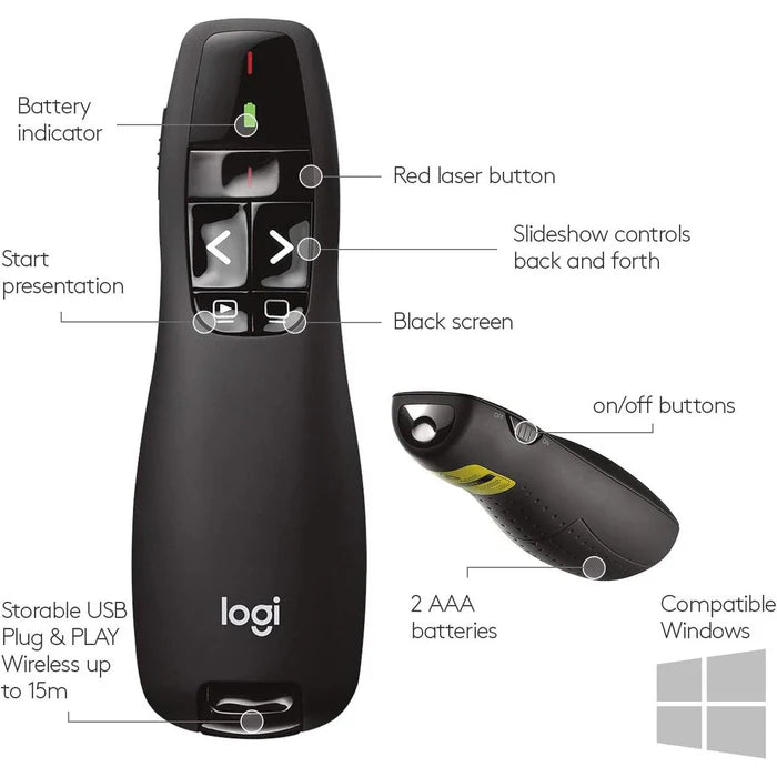 Logitech R400 Wireless Presenter with Laser Pointer