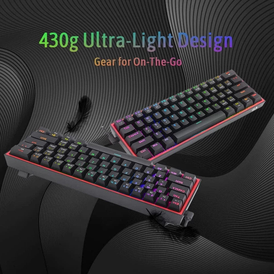 REDRAGON K617- WIRED 61KEY KEYBOARD BLACK-RED