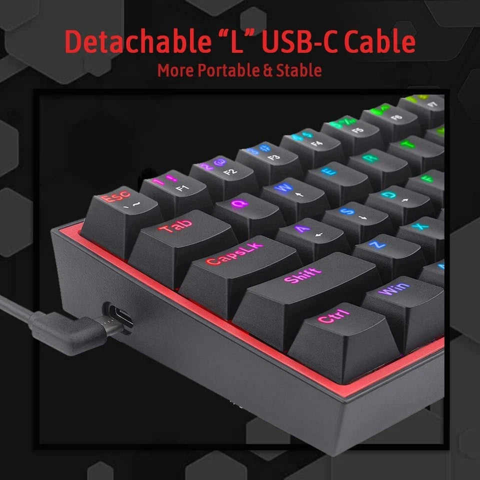 REDRAGON K617- WIRED 61KEY KEYBOARD BLACK-RED